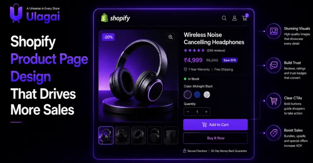 Shopify product page design that encourages customers to click buy and increase sales